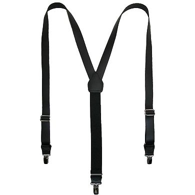CTM Men's Coated Leather Clip-End 1 Inch Suspenders