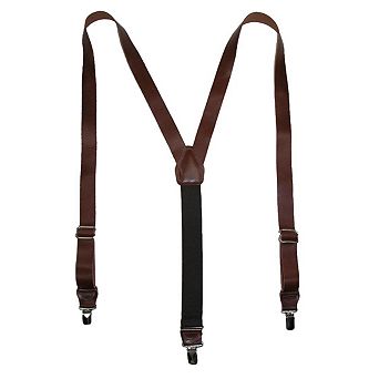 Men's Coated Leather Clip-end 1 Inch Suspenders