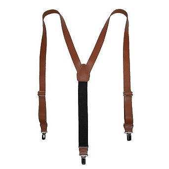 Men's Coated Leather Clip-end 1 Inch Suspenders