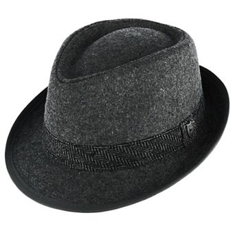 Ascentix Men's Wool Blend All Season Fedora Hat With Herringbone Band
