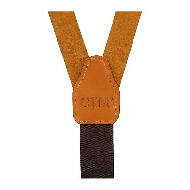 Men's Coated Leather Button-end 1 Inch Suspenders