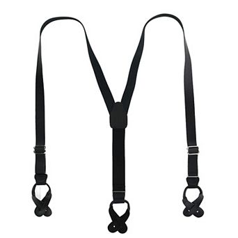 Men's Coated Leather Button-end 1 Inch Suspenders