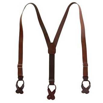 Men's Coated Leather Button-end 1 Inch Suspenders
