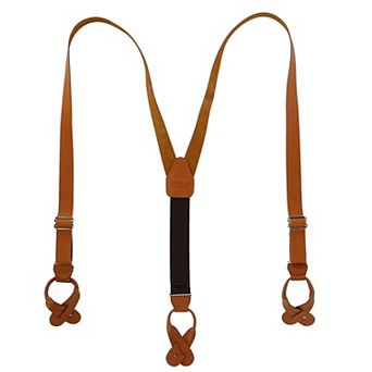 Men's Coated Leather Button-end 1 Inch Suspenders