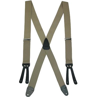 CTM Men's Elastic Basic X-Back Button-End Suspenders