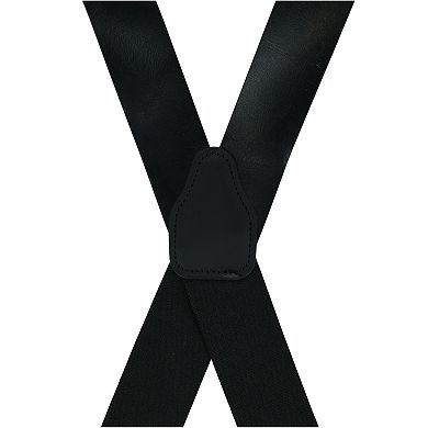 Men's Smooth Coated Leather Wide Width Suspenders With Metal Swivel Hook Ends