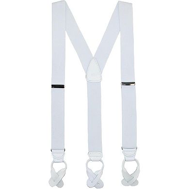 CTM Men's Big & Tall Elastic Button End Dress Suspenders with Silver Hardware