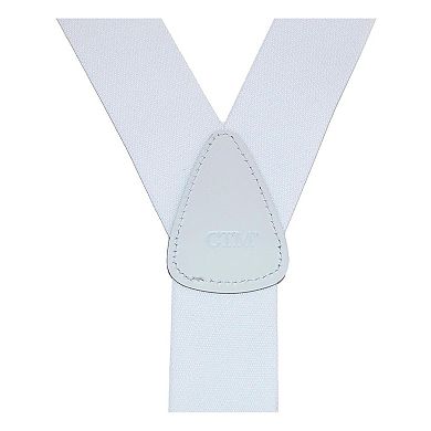 CTM Men's Big & Tall Elastic Button End Dress Suspenders with Silver Hardware