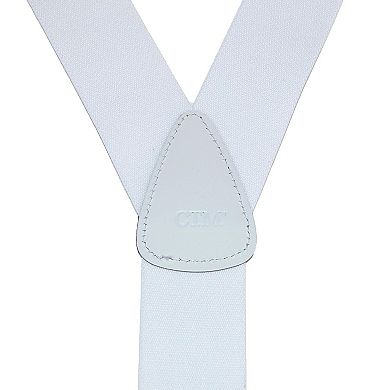 Men's Big & Tall Elastic Button End Dress Suspenders With Silver Hardware