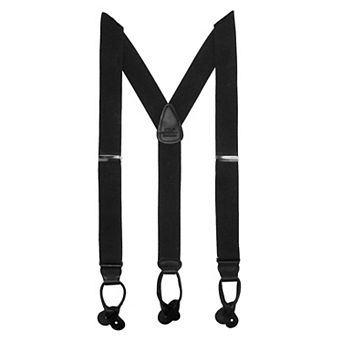 Men's Big & Tall Elastic Button End Dress Suspenders With Silver Hardware