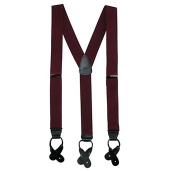Men's Big & Tall Elastic Button End Dress Suspenders With Silver Hardware