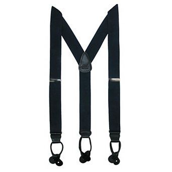 Men's Big & Tall Elastic Button End Dress Suspenders With Silver Hardware