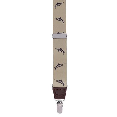 Marlin Fish Print Clip End Suspenders