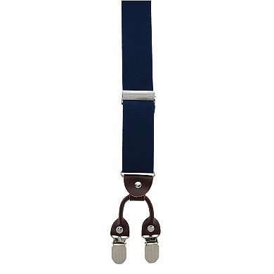 CTM Men's 1.375 Inch Wide Solid Color Y-Back Double Clip-End Suspenders