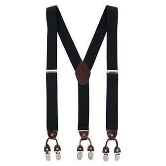 Men's 1.375 Inch Wide Solid Color Y-back Double Clip-end Suspenders