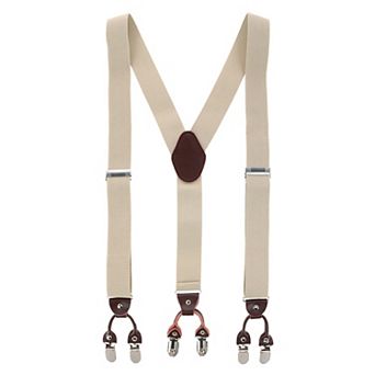Men's 1.375 Inch Wide Solid Color Y-back Double Clip-end Suspenders