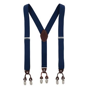 Men's 1.375 Inch Wide Solid Color Y-back Double Clip-end Suspenders