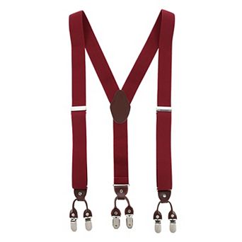 Men's 1.375 Inch Wide Solid Color Y-back Double Clip-end Suspenders