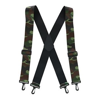 Men's Elastic Camouflage X-back Suspenders With Plastic Swivel Hook Ends