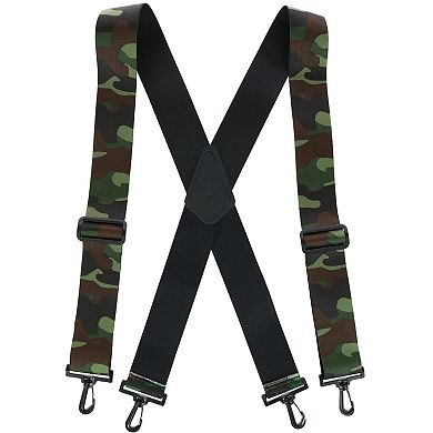 Men's Elastic Camouflage X-back Suspenders With Plastic Swivel Hook Ends
