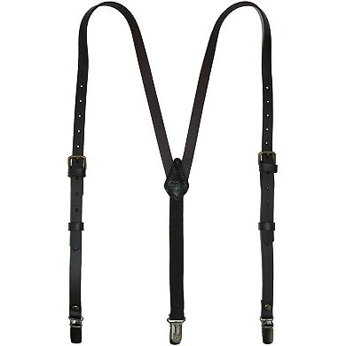 CTM Women's Coated Leather 1/2 Inch Clip-End Suspenders