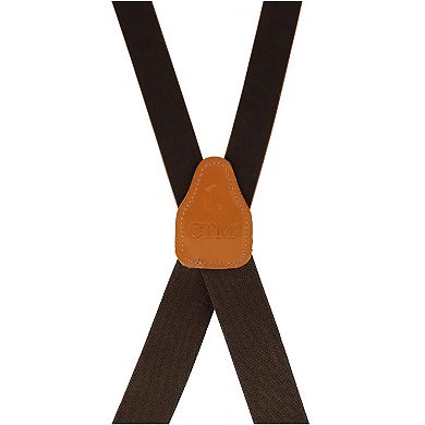 Men's Big & Tall Smooth Coated Leather Suspenders With Metal Swivel Hook End
