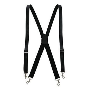 Men's Big & Tall Smooth Coated Leather Suspenders With Metal Swivel Hook End