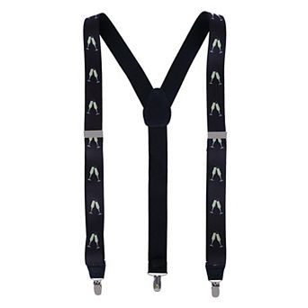Champagne Bottle Print Clip End Suspenders