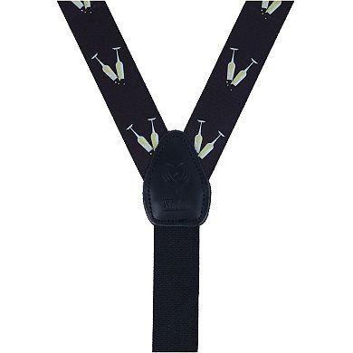 Champagne Bottle Print Clip End Suspenders