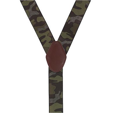 Men's 1.375 Inch Wide Camouflage Print Double Clip-end Suspenders