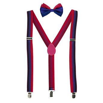 Striped Bi Pride Bow Tie And Suspender Set