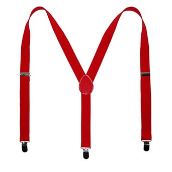 Elastic Solid Red Clip-end Suspender