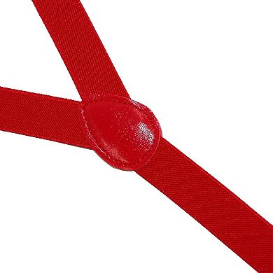 Elastic Solid Red Clip-end Suspender