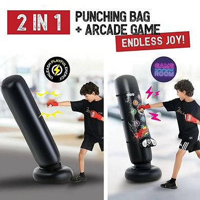 Boxing Bag - Interactive Punching Bag for Kids with Electronic Kick Pad and Wireless Music