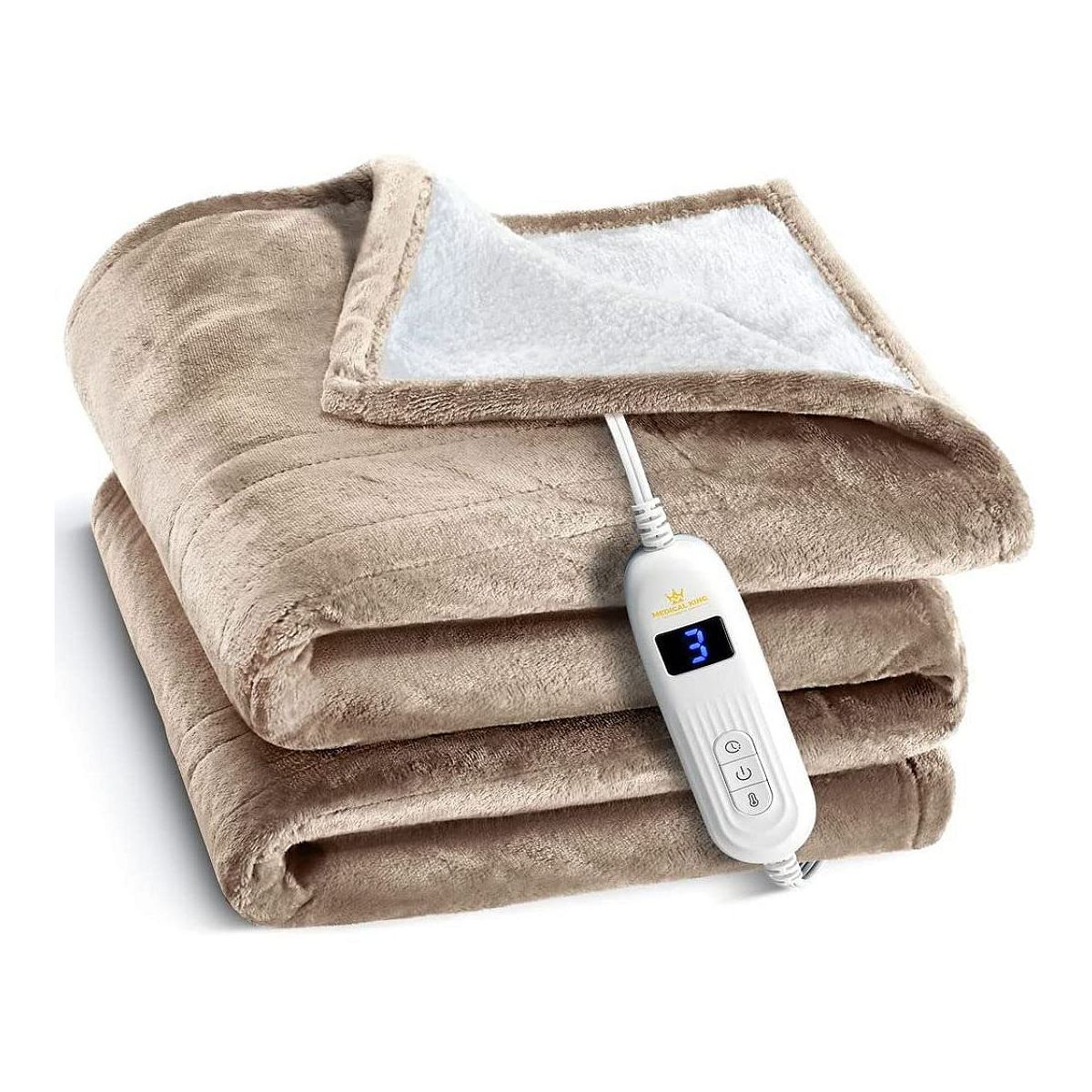 Heated Electric Blanket With Hand Controller For 10 Heating Settings Heated Blanket - Beige
