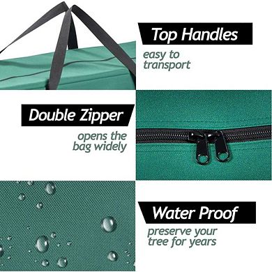 9 ft Christmas Tree Storage Bag - Waterproof, Heavy-Duty 600D Oxford Christmas Tree Bag - Green