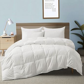 Unikome Luxurious Silent Softness All Season White Goose Down Feather Fiber Comforter