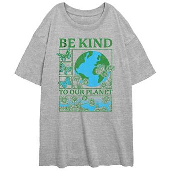 Juniors' Be Kind To Our Planet Oversize Graphic Tee