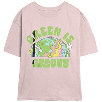 Juniors' Green Is Groovy Skimmer Graphic Tee