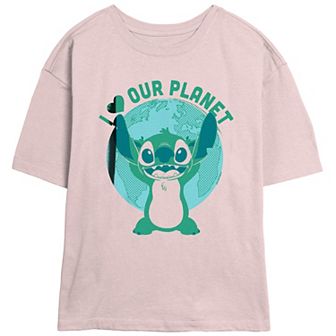 Disney's Lilo & Stitch I Love Our Planet Stitch Juniors' Skimmer Graphic Tee