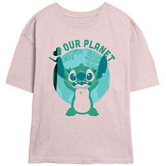 Disney's Lilo & Stitch I Love Our Planet Stitch Juniors' Skimmer Graphic Tee