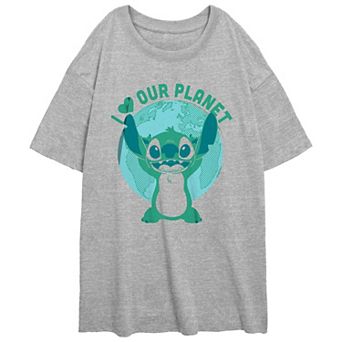 Disney's Lilo & Stitch I Love Our Planet Stitch Juniors' Oversize Graphic Tee