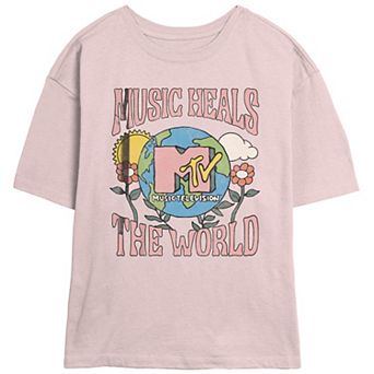 Juniors' MTV Music Heals The World Skimmer Graphic Tee