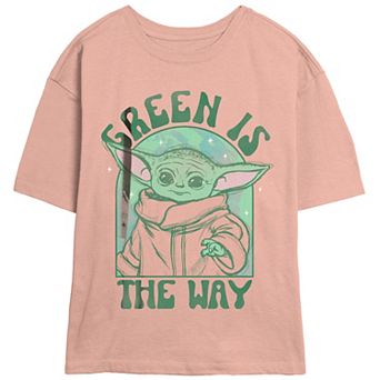 Juniors' The Mandalorian Green Is The Way Skimmer Graphic Tee