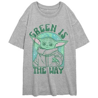 Juniors' The Mandalorian Green Is The Way Oversize Graphic Tee