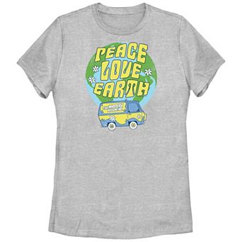 Juniors' Scooby-Doo Peace Love Earth Graphic Tee