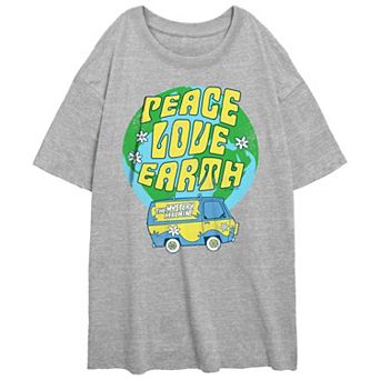 Juniors' Scooby-Doo Peace Love Earth Oversize Graphic Tee
