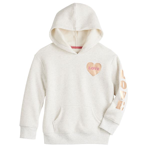 Girls 4-12 Jumping Beans® Fleece Pullover Hoodie - Love Gray Heather (4)