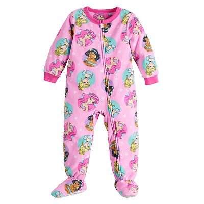 Disney Princess Cinderella Ariel Jasmine Toddler Girl Princess Wish Star Footed Pajamas