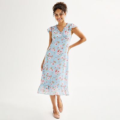 white christmas dresses Embroidered Floral Linen Midi Dress | Cute Dresses